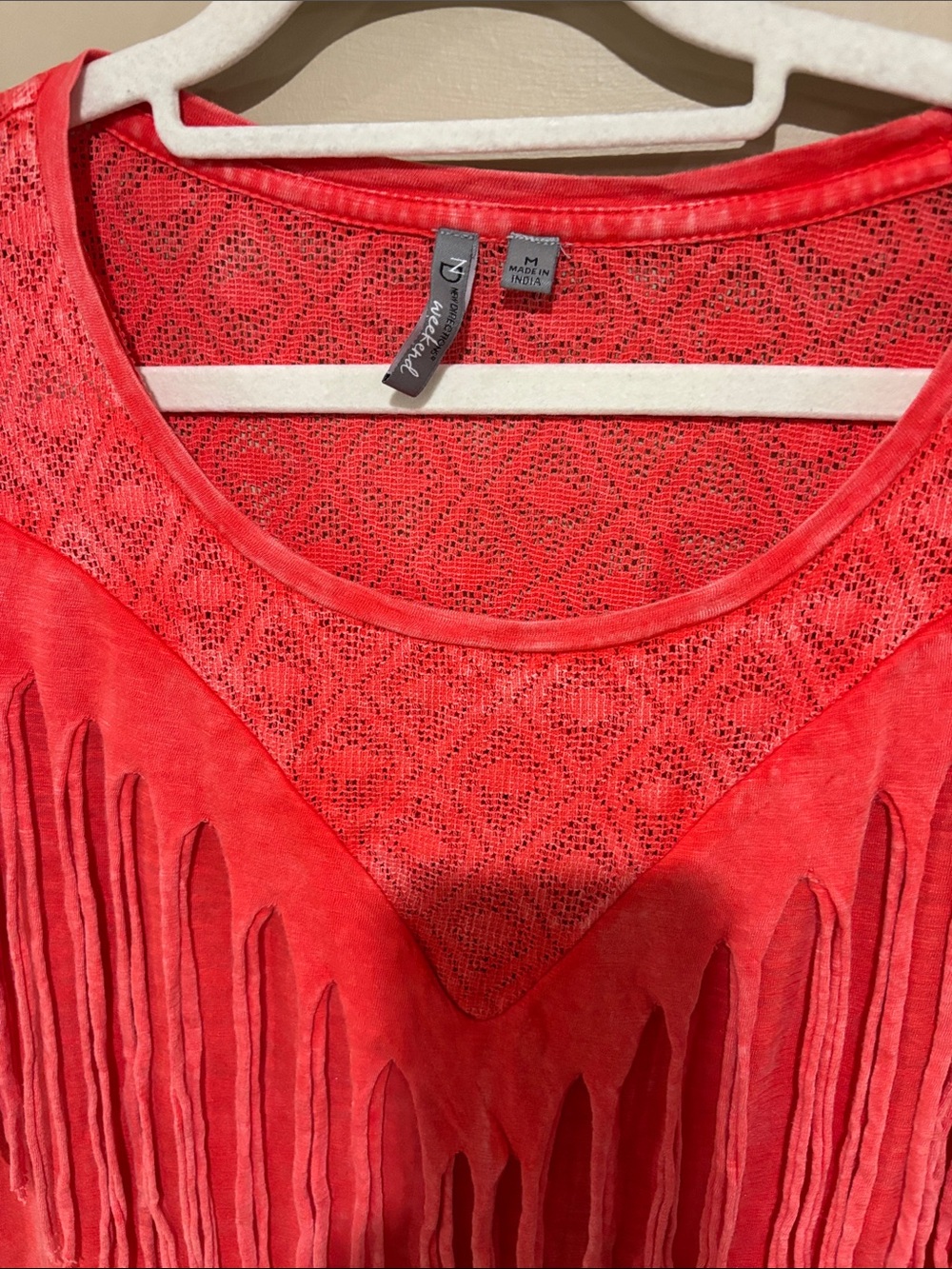 Mineral Wash crochet fringe tee - Picture 3 of 3
